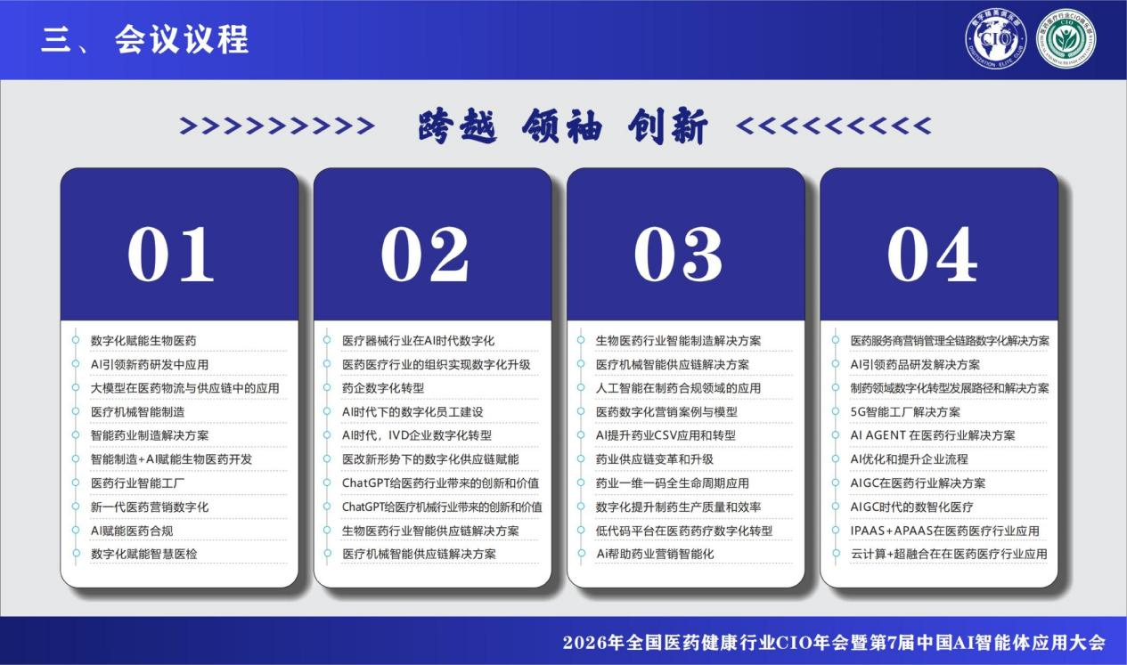 2026年全国医药健康行业CIO年会暨第7届中国AI智能体应用大会 2026年全国医药健康行业CIO年会暨第7届中国AI智能体应用大会