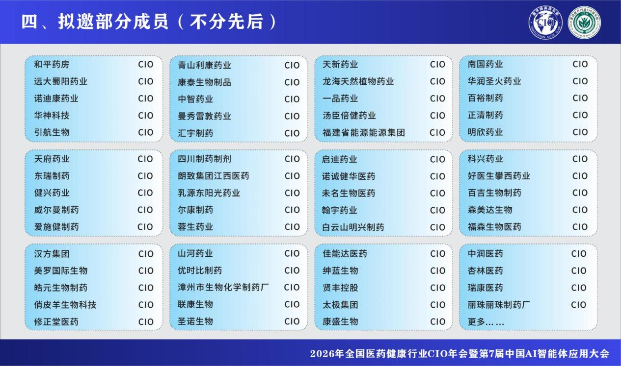 2026年全国医药健康行业CIO年会暨第7届中国AI智能体应用大会 2026年全国医药健康行业CIO年会暨第7届中国AI智能体应用大会
