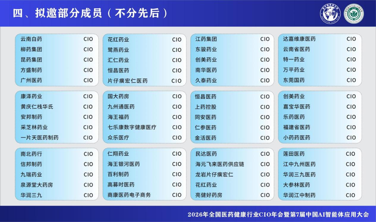 2026年全国医药健康行业CIO年会暨第7届中国AI智能体应用大会 2026年全国医药健康行业CIO年会暨第7届中国AI智能体应用大会