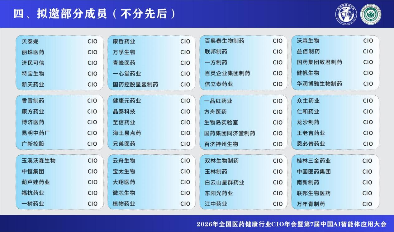 2026年全国医药健康行业CIO年会暨第7届中国AI智能体应用大会 2026年全国医药健康行业CIO年会暨第7届中国AI智能体应用大会