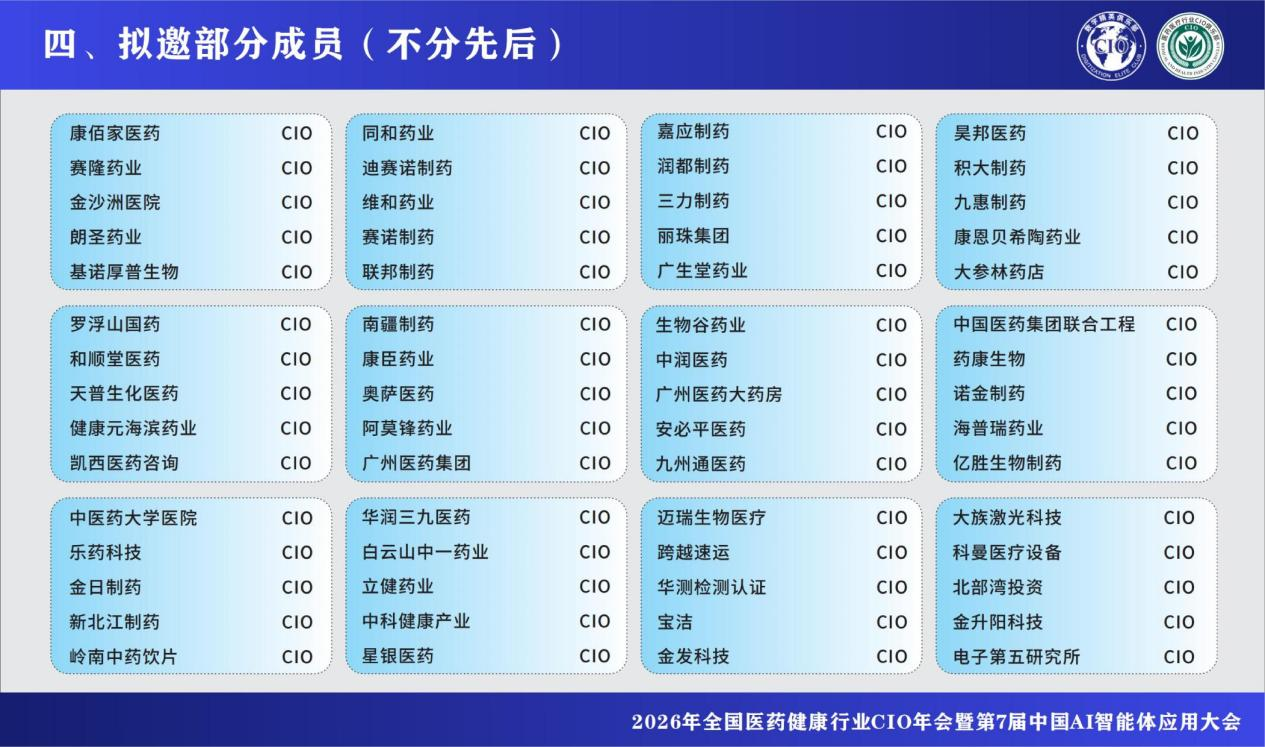 2026年全国医药健康行业CIO年会暨第7届中国AI智能体应用大会 2026年全国医药健康行业CIO年会暨第7届中国AI智能体应用大会